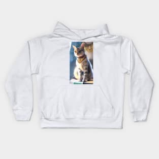 Fantasy cat princess, AI art Kids Hoodie